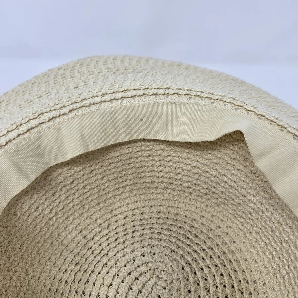 LANDS' END NATURAL CREAM OVERSIZE ADJUSTABLE SUN HAT CAP WOMEN OS VACATION BEACH